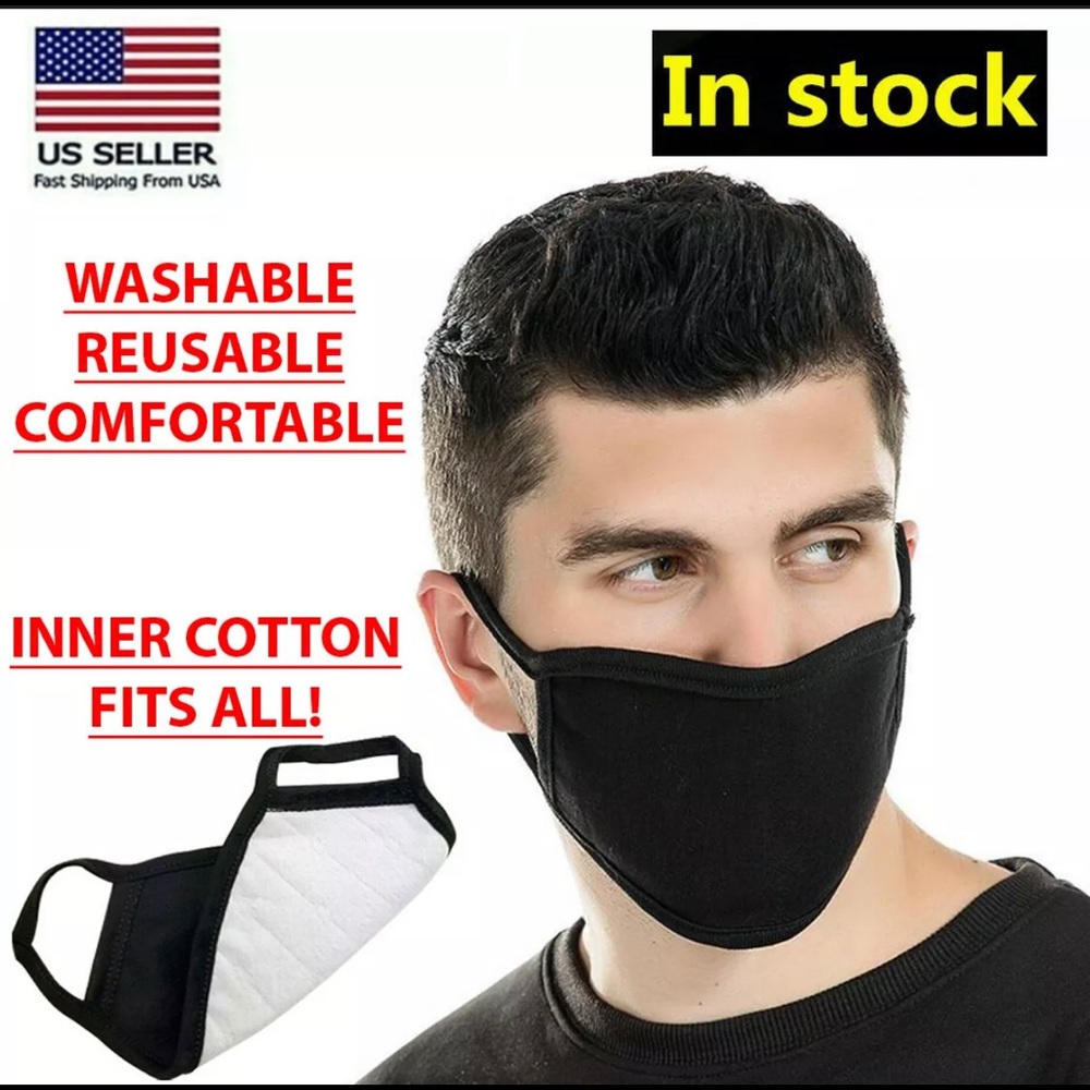 5 pack quilted black mask